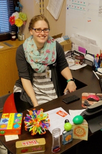 woman sitting at a desk